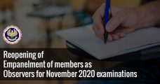 Reopening of Empanelment of Members as Observers for November 2020 Examinations