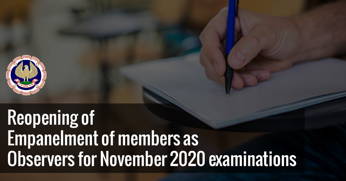 empanelment of members observers for Nov 2020 exam