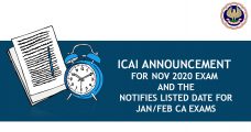 ICAI Announcement for Nov 2020 Exam And the Notifies listed date for Jan/Feb CA Exams