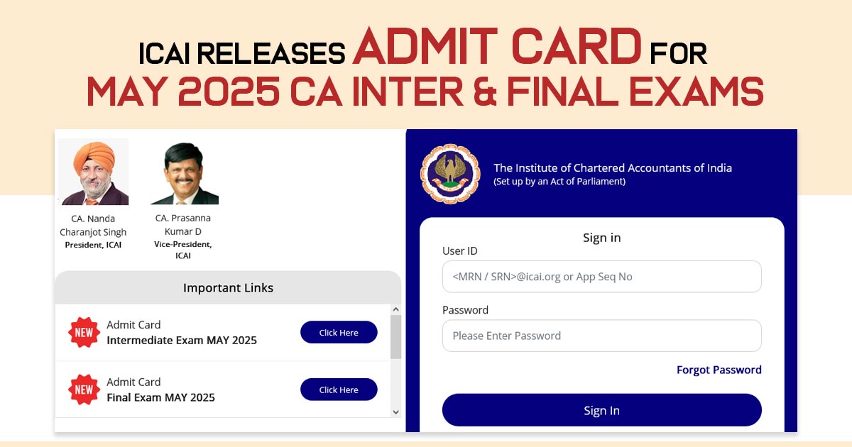 Admit Card for CA Exams 2021