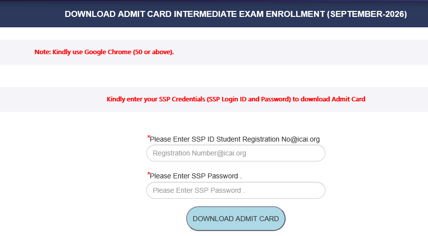  download CA September 2026 admit card