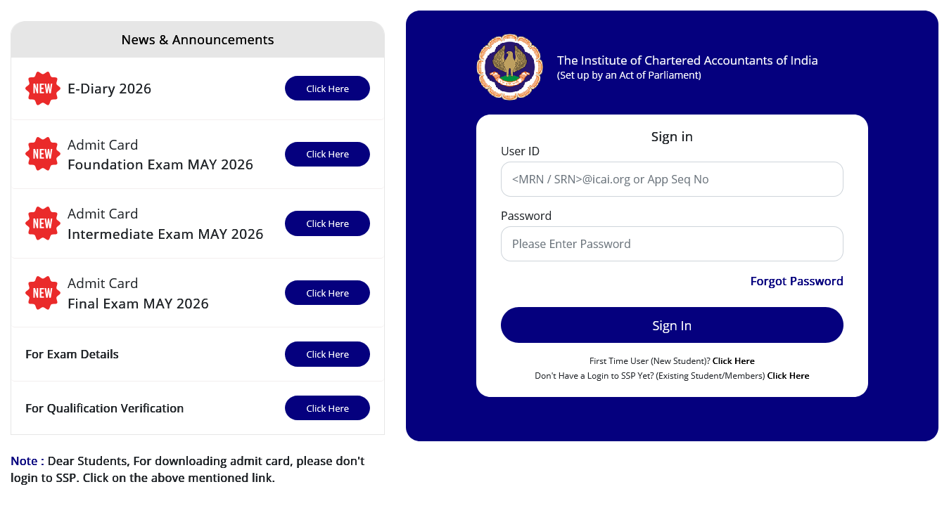 Login Self Service Portal